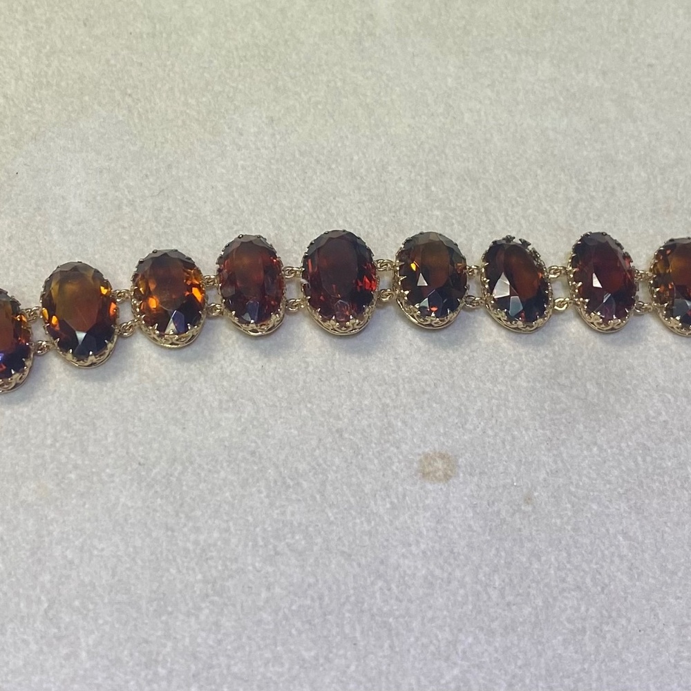 Brown topaz Vintage Bracelet 14k oval large round